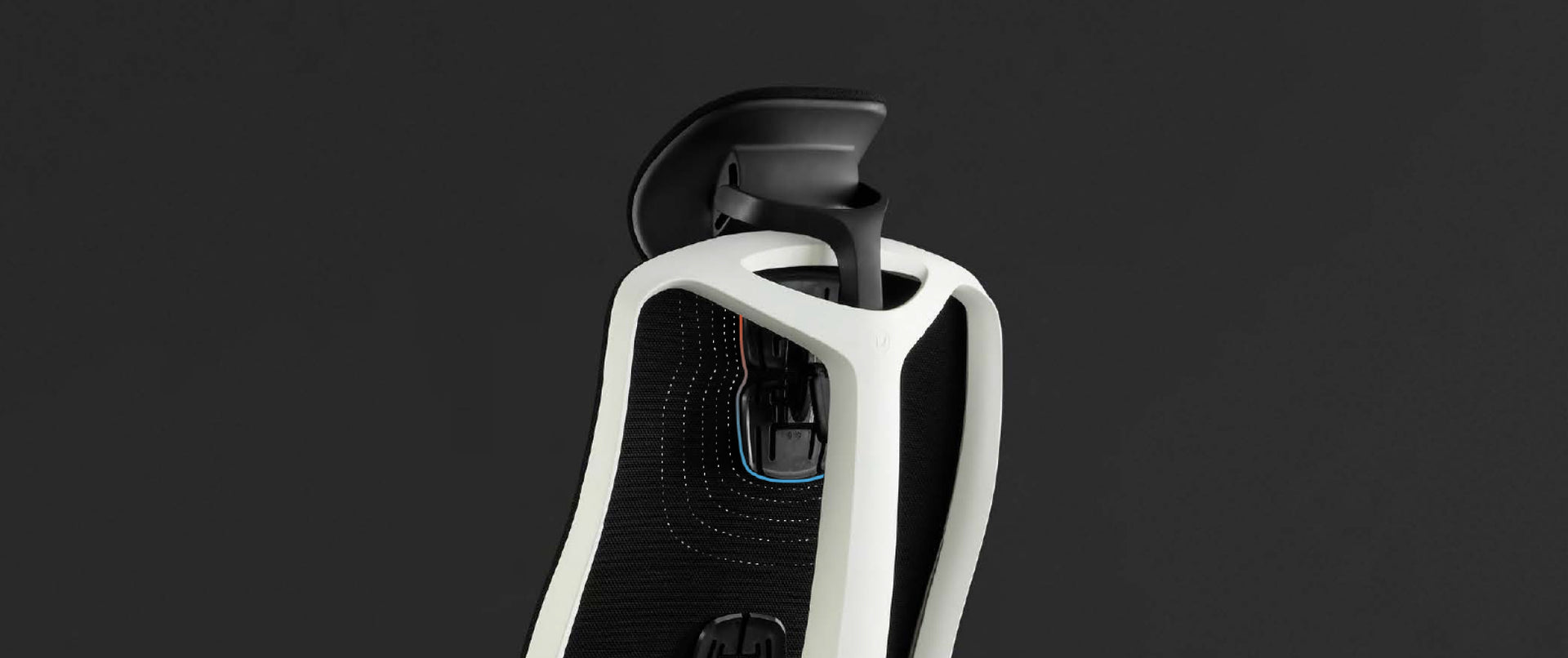 An animation highlighting new features on gaming chair, overlaid on a photo of the chair on a black background.